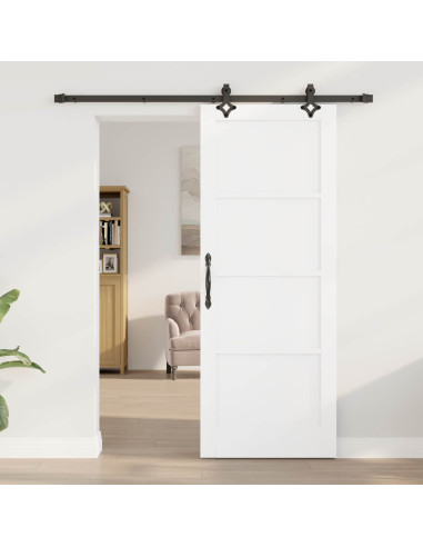 Porta scorrevole 78 x 202 cm Legno ingegnerizzato Bianco e Nero