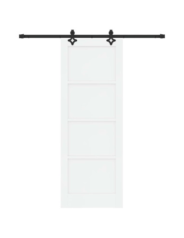 Porta scorrevole 78 x 211 cm Legno ingegnerizzato Bianco e Nero