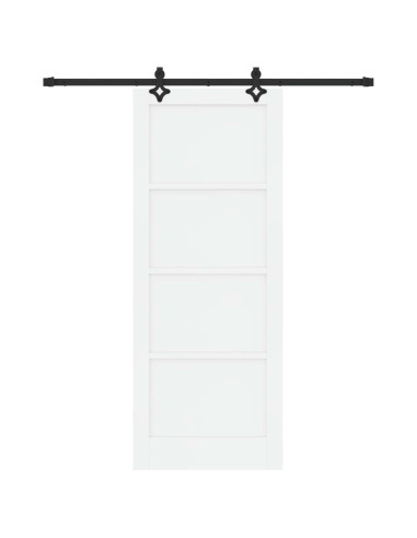 Porta scorrevole 83 x 211 cm Legno ingegnerizzato Bianco e Nero