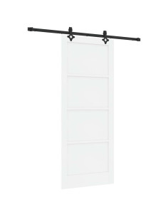 Porta scorrevole 86 x 211 cm Legno ingegnerizzato Bianco e Nero 2