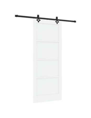 Porta scorrevole 86 x 211 cm Legno ingegnerizzato Bianco e Nero