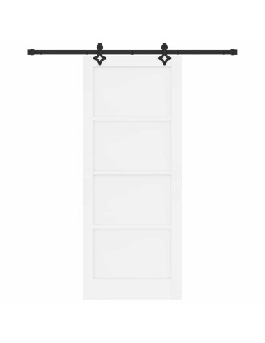 Porta scorrevole 86 x 211 cm Legno ingegnerizzato Bianco e Nero
