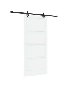 Porta scorrevole 93 x 202 cm Legno ingegnerizzato Bianco e Nero 2