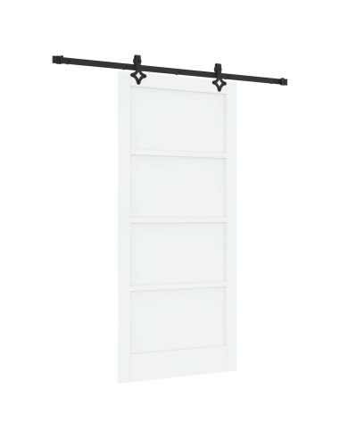 Porta scorrevole 93 x 202 cm Legno ingegnerizzato Bianco e Nero