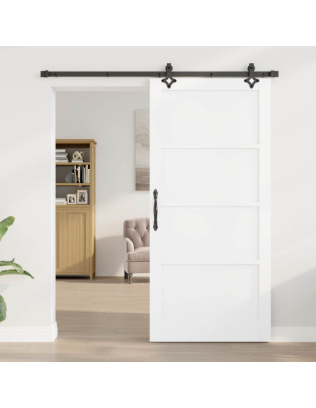 Porta scorrevole 93 x 202 cm Legno ingegnerizzato Bianco e Nero