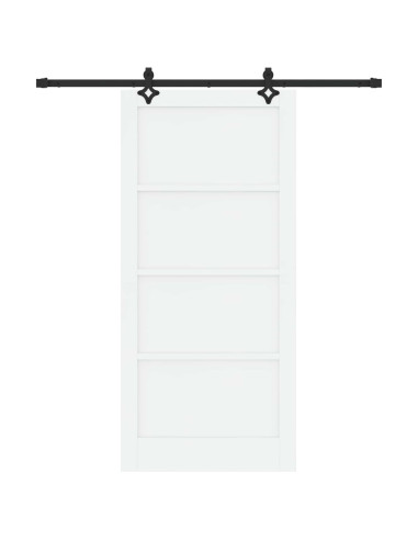 Porta scorrevole 93 x 202 cm Legno ingegnerizzato Bianco e Nero