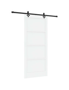Porta scorrevole 93 x 211 cm Legno ingegnerizzato Bianco e Nero 2
