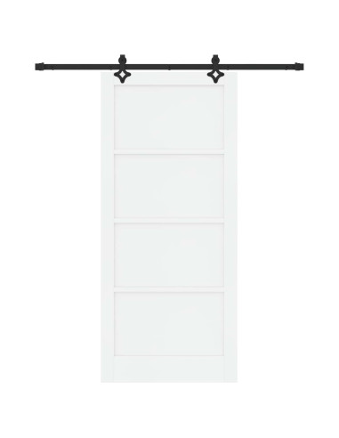 Porta scorrevole 93 x 211 cm Legno ingegnerizzato Bianco e Nero