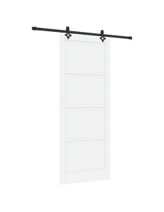 Porta scorrevole 93 x 232 cm Legno ingegnerizzato Bianco e Nero 2