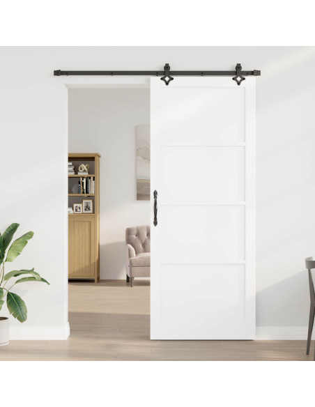 Porta scorrevole 93 x 232 cm Legno ingegnerizzato Bianco e Nero