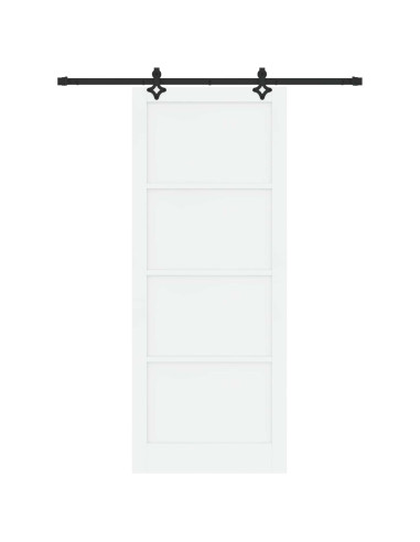 Porta scorrevole 93 x 232 cm Legno ingegnerizzato Bianco e Nero