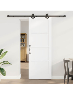 Porta scorrevole 78 x 211 cm Legno ingegnerizzato Bianco e Nero