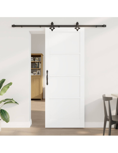 Porta scorrevole 83 x 211 cm Legno ingegnerizzato Bianco e Nero
