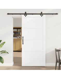 Porta scorrevole 93 x 202 cm Legno ingegnerizzato Bianco e Nero