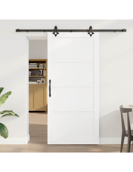 Porta scorrevole 93 x 202 cm Legno ingegnerizzato Bianco e Nero