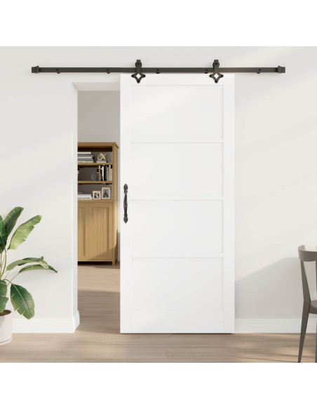 Porta scorrevole 93 x 211 cm Legno ingegnerizzato Bianco e Nero