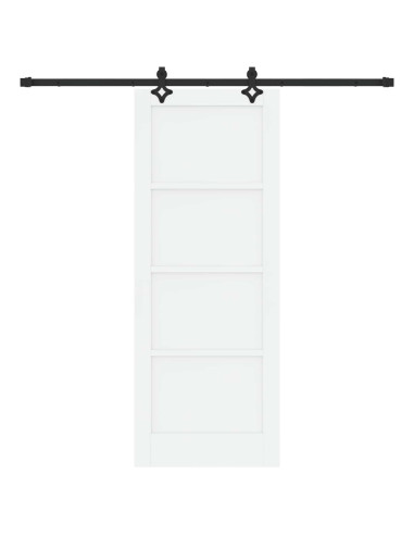 Porta scorrevole 78 x 202 cm Legno ingegnerizzato Bianco e Nero