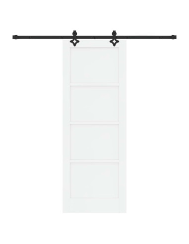 Porta scorrevole 78 x 211 cm Legno ingegnerizzato Bianco e Nero