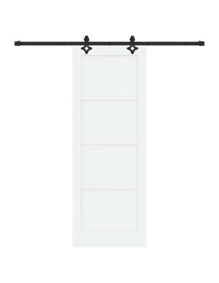 Porta scorrevole 78 x 211 cm Legno ingegnerizzato Bianco e Nero