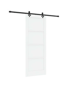 Porta scorrevole 83 x 211 cm Legno ingegnerizzato Bianco e Nero 2