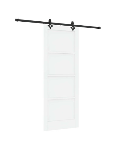 Porta scorrevole 83 x 211 cm Legno ingegnerizzato Bianco e Nero