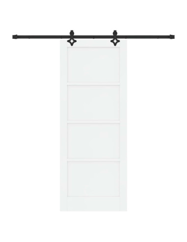 Porta scorrevole 83 x 211 cm Legno ingegnerizzato Bianco e Nero