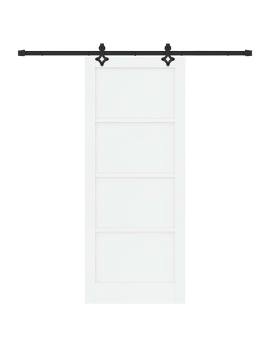 Porta scorrevole 86 x 211 cm Legno ingegnerizzato Bianco e Nero