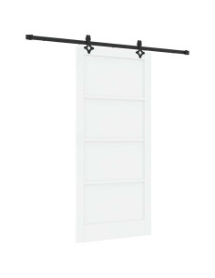 Porta scorrevole 93 x 202 cm Legno ingegnerizzato Bianco e Nero 2