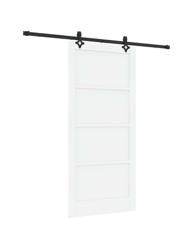 Porta scorrevole 93 x 202 cm Legno ingegnerizzato Bianco e Nero