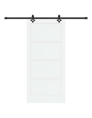 Porta scorrevole 93 x 202 cm Legno ingegnerizzato Bianco e Nero