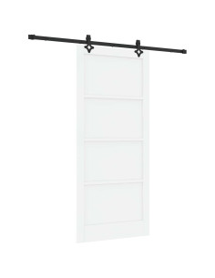 Porta scorrevole 93 x 211 cm Legno ingegnerizzato Bianco e Nero 2