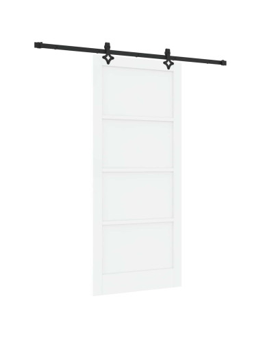 Porta scorrevole 93 x 211 cm Legno ingegnerizzato Bianco e Nero