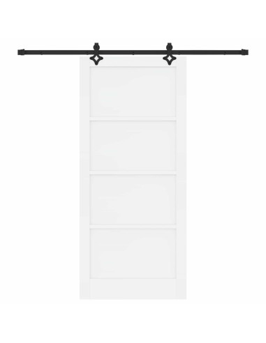 Porta scorrevole 93 x 211 cm Legno ingegnerizzato Bianco e Nero