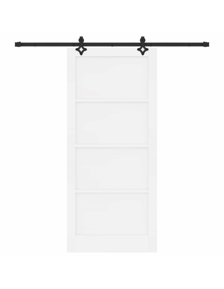 Porta scorrevole 93 x 211 cm Legno ingegnerizzato Bianco e Nero