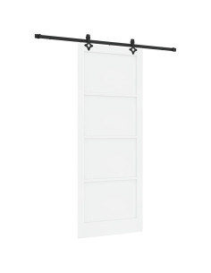 Porta scorrevole 93 x 232 cm Legno ingegnerizzato Bianco e Nero 2