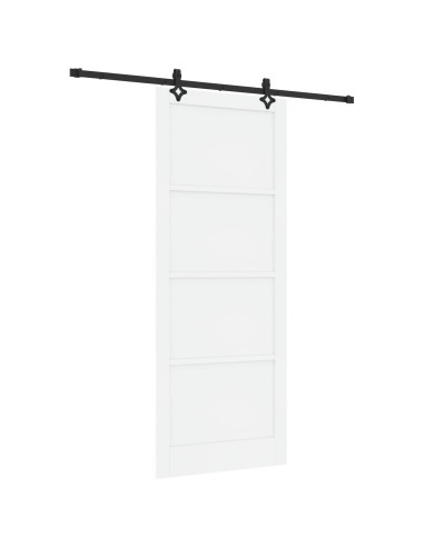 Porta scorrevole 93 x 232 cm Legno ingegnerizzato Bianco e Nero