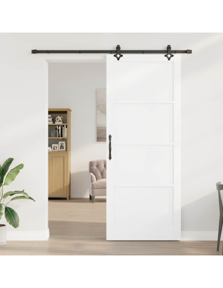 Porta scorrevole 93 x 232 cm Legno ingegnerizzato Bianco e Nero