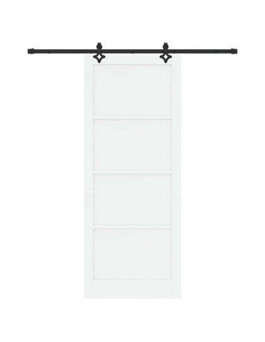 Porta scorrevole 93 x 232 cm Legno ingegnerizzato Bianco e Nero