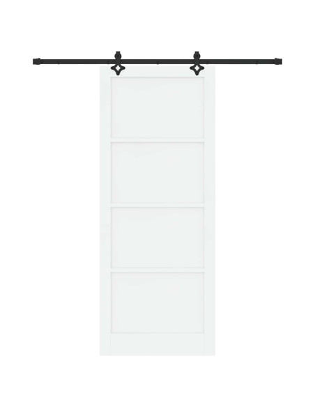 Porta scorrevole 93 x 232 cm Legno ingegnerizzato Bianco e Nero