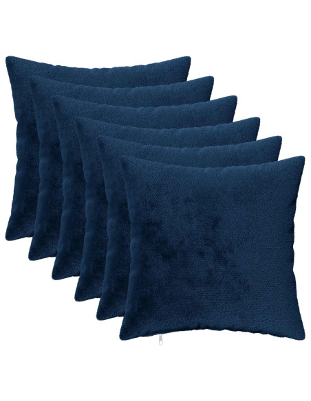 Cuscino da Lanciare 6 pz HEERLEN Blu navy 50 x 50 cm Flanella