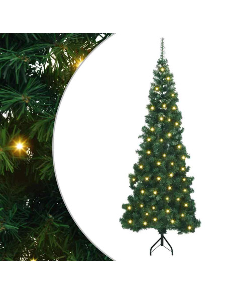 Albero di Natale Artificiale Angolare con 300 LED Verde 210 cm