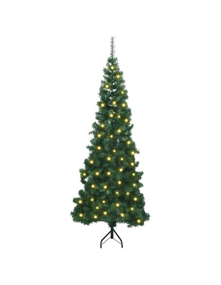 Albero di Natale Artificiale Angolare con 300 LED Verde 210 cm