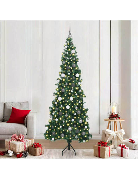 Albero di Natale Artificiale Angolare con 300 LED Verde 210 cm