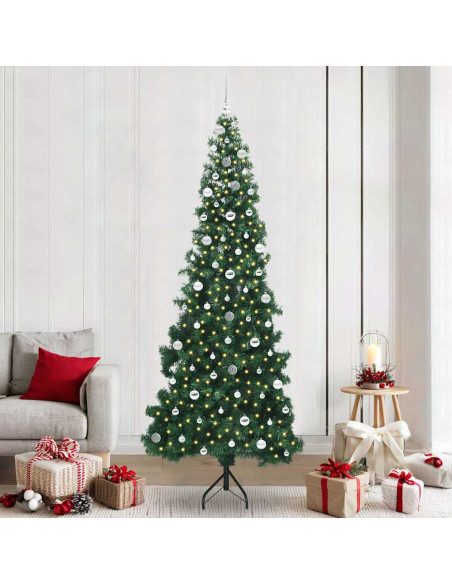 Albero di Natale Artificiale Angolare con 300 LED Verde 240 cm