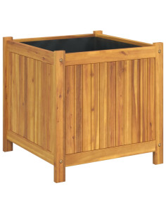 Fioriera Giardino con Rivestimento 50x50x50 cm Massello Acacia 2
