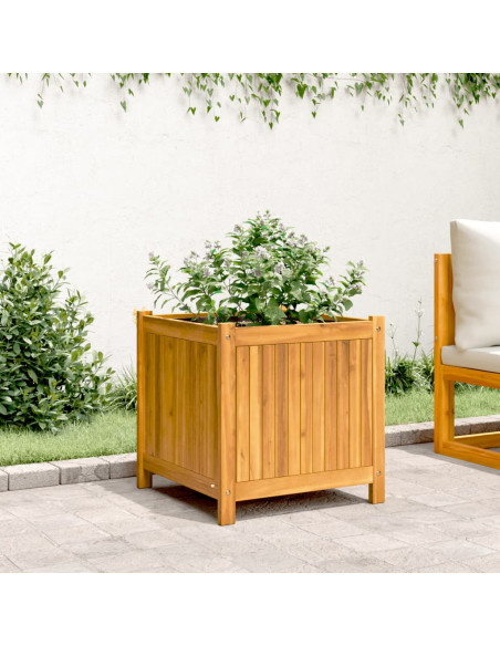 Fioriera Giardino con Rivestimento 50x50x50 cm Massello Acacia