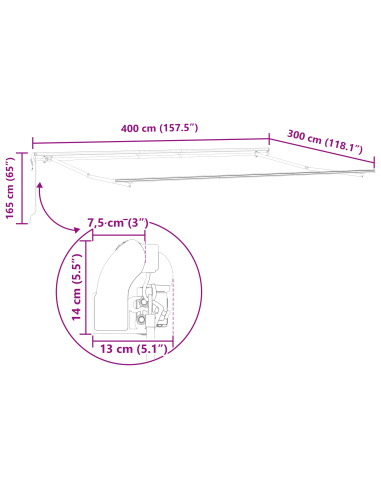 Tenda Retrattile Rosso e Bianco 400 × 300 cm Tessuto