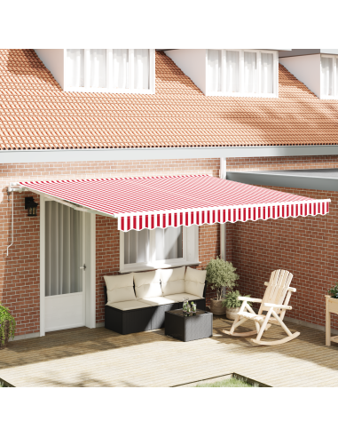 Tenda Retrattile Rosso e Bianco 400 × 300 cm Tessuto
