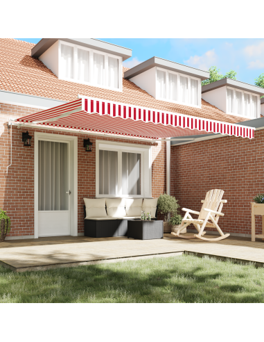 Tenda Retrattile Rosso e Bianco 400 × 300 cm Tessuto