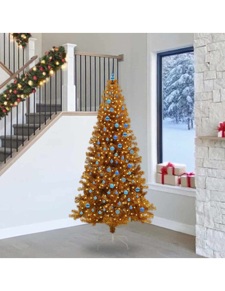 Albero di Natale con luci LED Oro 240 cm PET e acciaio
